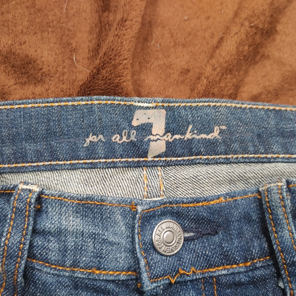 7 For All Mankind Pink Rhinestone Bootcut Jeans - Picture 3 of 7